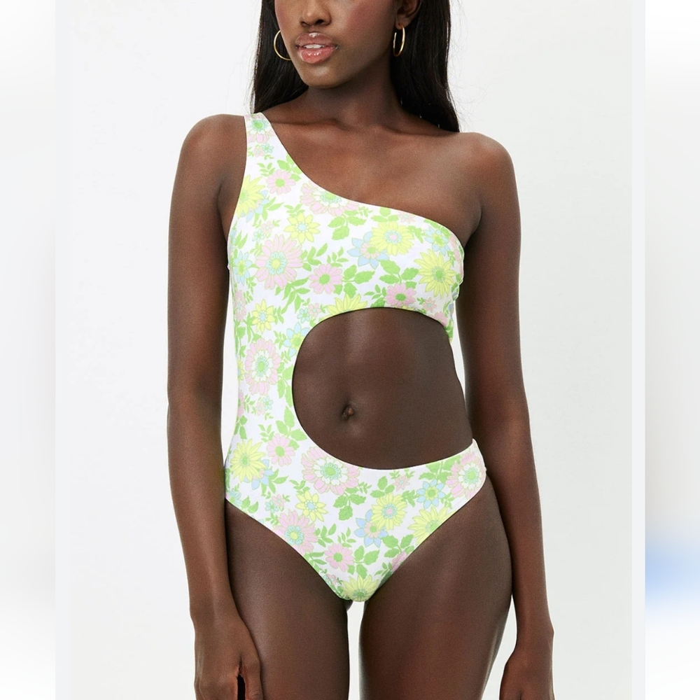 Rare Sold Out Frankies Bikinis Cash One Shoulder One Piece Swimsuit XL